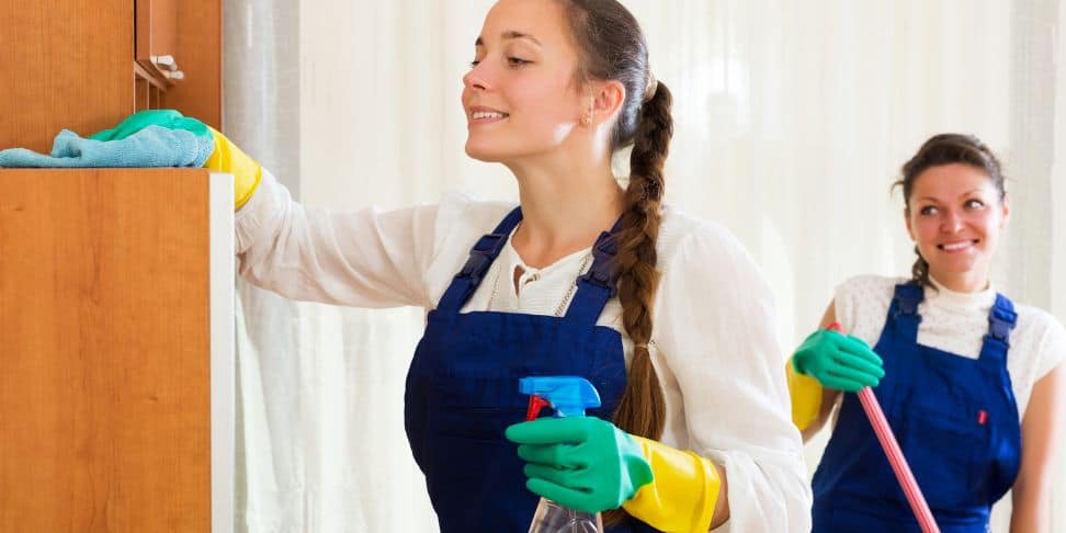 professional cleaners cleaning